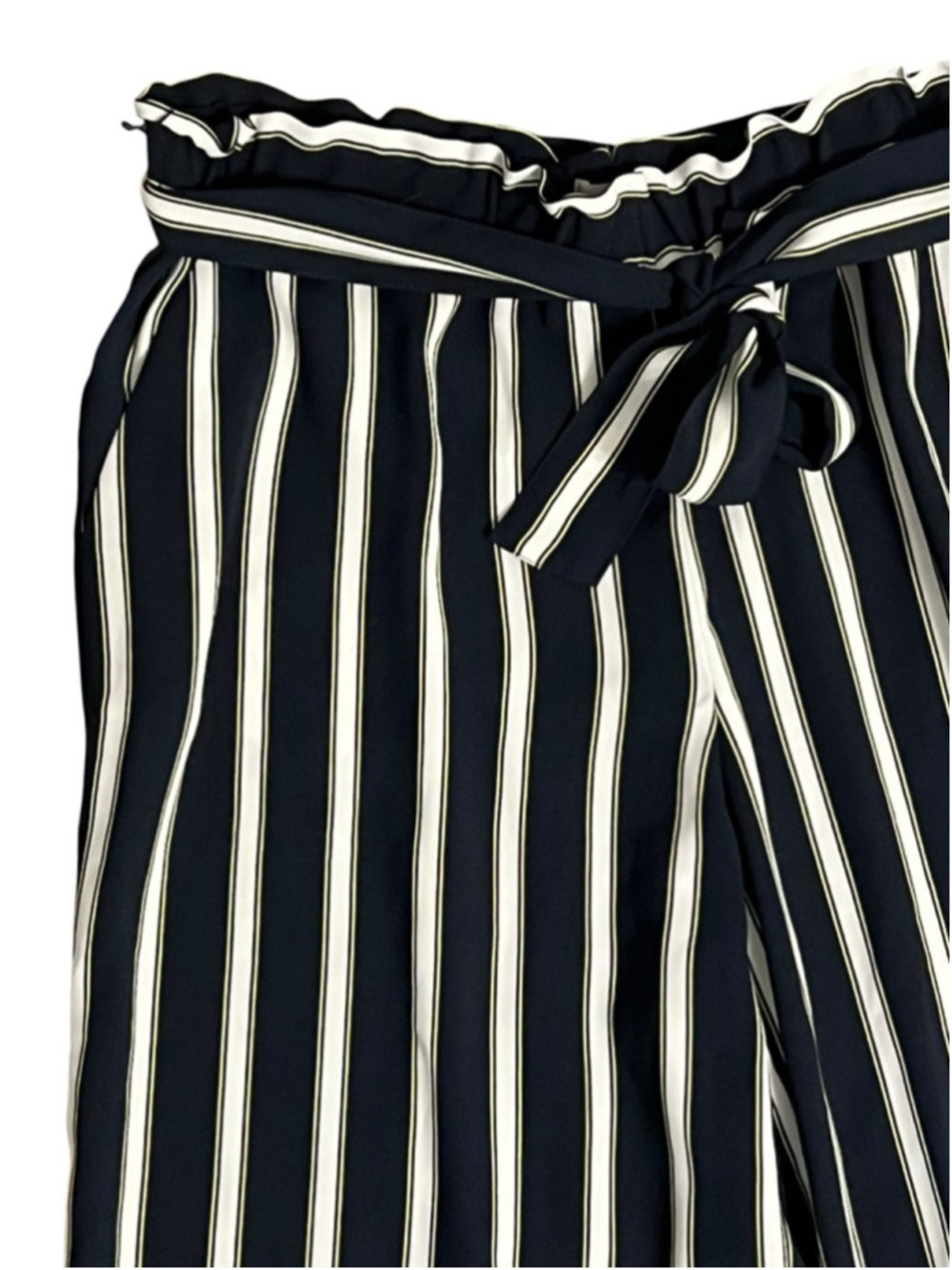 LOFT Outlet Navy & White Striped Wide Leg Crop Pants L - Picture 4 of 7